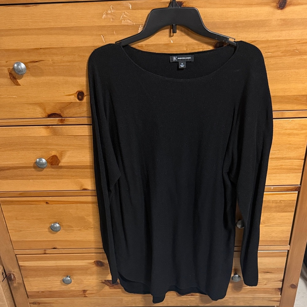INC International Concepts Black Long Sleeve Top